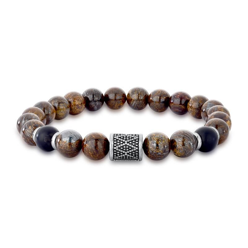 Stretch Silicone Bracelet with Crystals – Stainless Steel